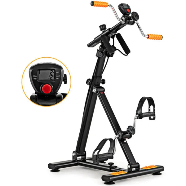 Multi-Functional Senior Fitness Machine - Full-Body Low-Impact Workout + Hand/Foot Massage, Black+Orange